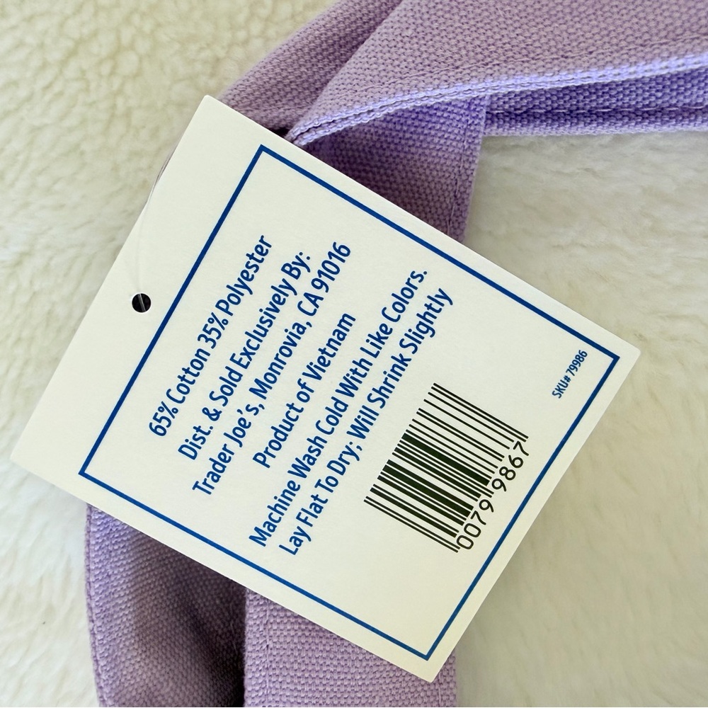 Set of 2 - Trader Joe's Mini Pastel Canvas Tote Bag - Purple Pink - Viral - Picture 5 of 8